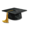Black graduation cap with a gold tassel, perfect for NYC graduation catering, placed on a white background.